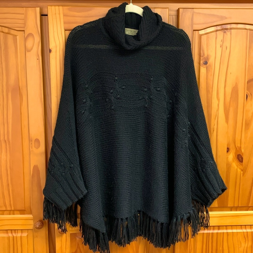 Alpaca cowl neck pancho